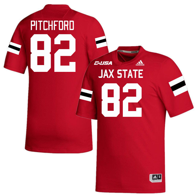 #82 Colton Pitchford Jacksonville State Gamecocks College Football Jerseys Stitched-Red